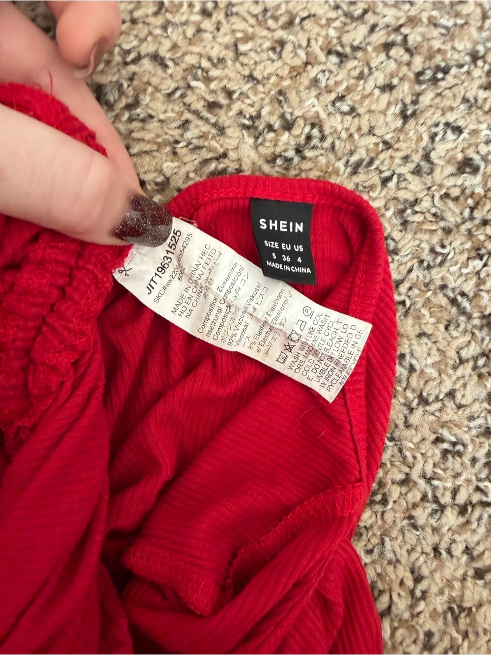 SHEIN Red Ribbed Bralette Tank